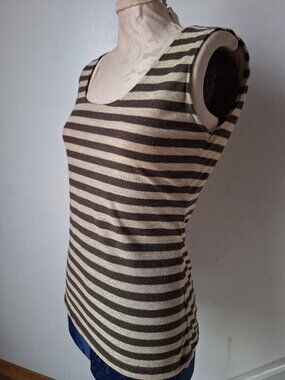 Disco Date Party Night Striped Sparkle Tank Brown Golden